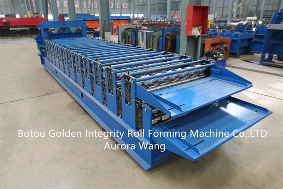 Rotolo trapezoidale combinato del materiale da costruzione delle mattonelle di tetto del macchinario di materiale da costruzione di doppio strato che forma macchina